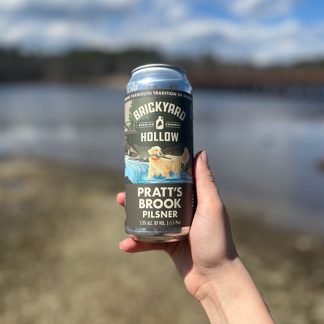 Can of Pratt's Brook Pilsner craft beer from Brickyard hollow in Maine