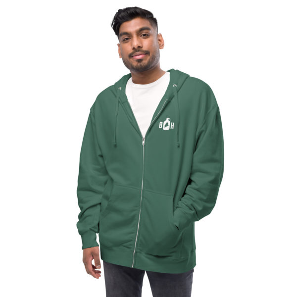 unisex fleece zip up hoodie alpine green