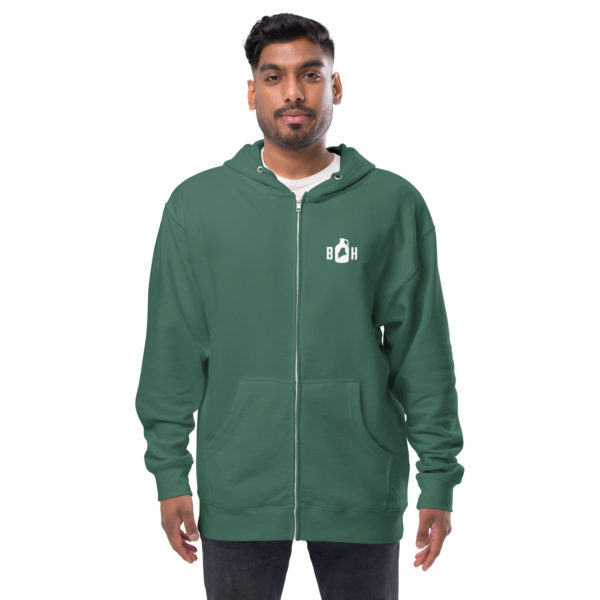 unisex fleece zip up hoodie alpine green
