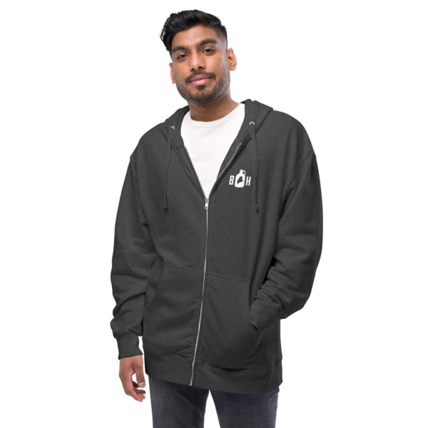 unisex fleece zip up hoodie charcoal gray