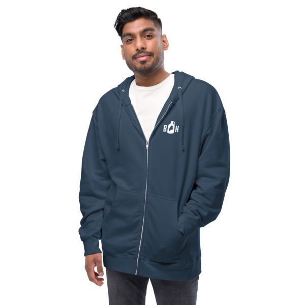 unisex fleece zip up hoodie navy blue