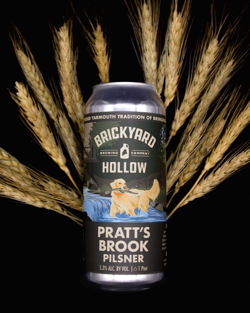 Can of Pratt's Brook Pilsner craft beer from Brickyard hollow in Maine